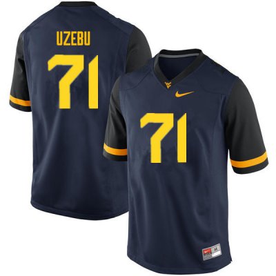 Men's West Virginia Mountaineers NCAA #71 Junior Uzebu Navy Authentic Nike Stitched College Football Jersey GS15J42UC